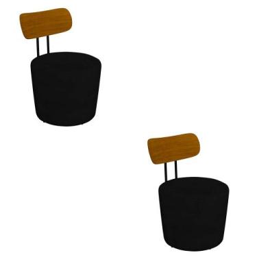 Imagem de Kit 2 Poltronas Decorativas Addams Veludo Preto G45 - Gran Belo