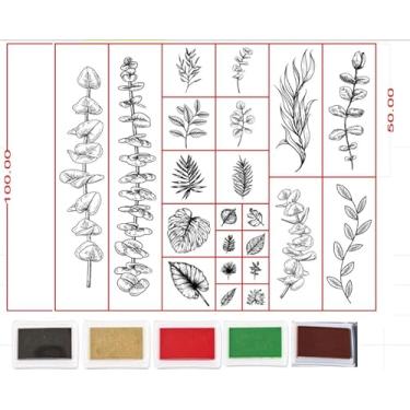 Imagem de AnyDesign 27 carimbos de borracha de madeira com folhas de eucalipto com almofadas de tinta artesanal, plantas, botânicos, faça você mesmo, carimbos de artesanato para decoração de festas