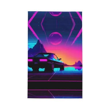 Imagem de XLLingL Retrowave Pictures Print Waffle Toalhas de cozinha, panos de prato de microfibra, para decoração e limpeza de cozinha - 1 peça
