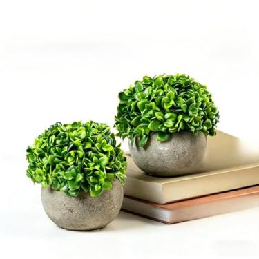 Imagem de Kit de Vasos Buchinho com Plantas Artificiais - Vasinhos Decorativos com Arranjos Mini, Opções de 2 ou 4 Peças para Residência (Opção 1)