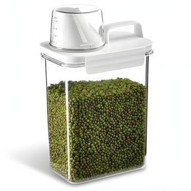 Imagem de Pote Hermético Transparente Multiuso Grãos Farinhas Sabão em Pó Tampa com Travas Medidor Bico Dosador Sem BPA (1800 ML)