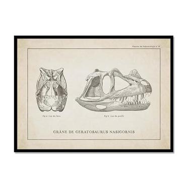 Imagem de Arte de parede de esqueleto de dinossauro vintage, paleontologia, pôsteres em tela, fósseis de dinossauro, impressões artísticas, esboços, fotos, decoração de quarto de menino (SKU13,8 x 30,5 cm = (20