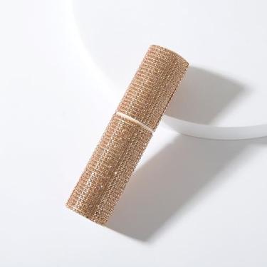 Imagem de Atomizador de perfume de diamante recarregável de 10 ml, frasco de spray de strass luxuoso, bomba de pressão à prova de vazamento, mini frasco de fragrância de viagem para bolsa de mão, Dourado, 0.3