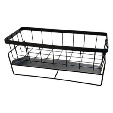 Imagem de Organizador Multiuso de Metal Preto para Cozinha e Banheiro, 23x9x10 cm, com Bandeja de Drenagem