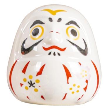 Imagem de predolo Estátua de Daruma em cerâmica branca, acessório decorativo para mesa, quarto ou restaurante, Branco