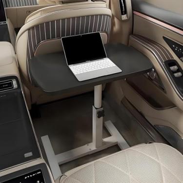 Imagem de Mesa portátil para assento de carro - Mesa dobrável multifuncional para carro, trailer, motorhome - Estação de trabalho para escrever, comer, usar laptop (branco, 59,9 cm x 39,9 cm) (preto 48 x 23,9