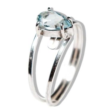 Imagem de Anel Nlux Topázio Azul Gota Facetada Ajustável Prata 950