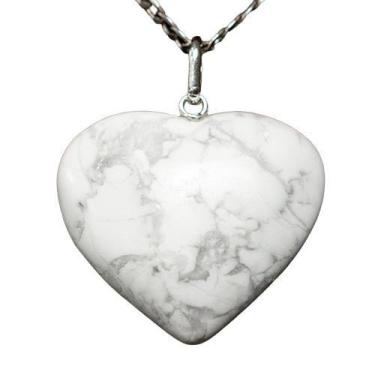 Imagem de Colar Coração Pedra Howlita Pedra Natural Pino Prata 950 - CristaisdeC