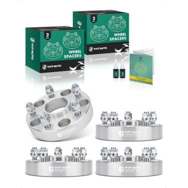 Imagem de YHTAUTO Espaçadores de roda 5x5 de 3,5 cm compatíveis com Jeep Grand Cherokee Wrangler Commander 1999-2018 espaçadores de pneu de 5 x 127 mm com pinos de grau 1/2"-20 e 12,9, furo do cubo de 71,5 mm, 5 terminais, adaptador de roda prata 4 peças