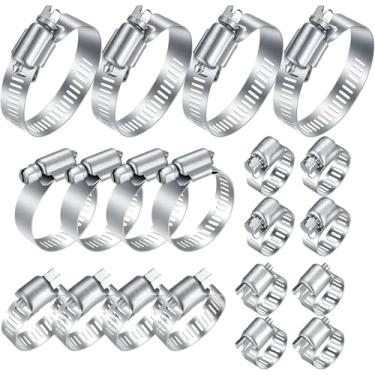 Imagem de Kit sortido de 20 peças ajustáveis de aço inoxidável, tubo de engrenagem helicoidal de 6 a 51 mm, linha de combustível, resistente para encanamento, máquina de lavar, mecânica, jardim e conexões de