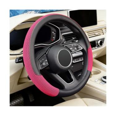 Imagem de Osilly Capa de volante de carro, 37-38 cm de microfibra de couro de seda gelo antiderrapante, acessórios confortáveis de proteção interior automotiva, ajuste universal (vermelho)