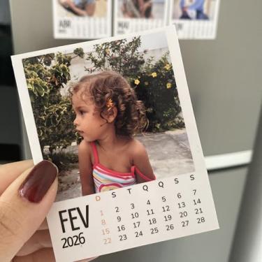 Imagem de Calendário Personalizado com Foto 2026 | Kit 12 Meses com Ímã | Lembrancinha Criativa