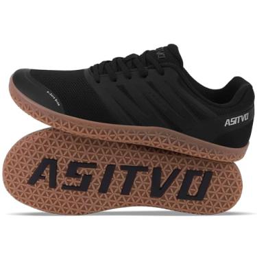 Imagem de ASITVO Tênis De Caminhada Largo Masculino Descalço Com Solado Zero Drop Minimalista Com Biqueira E Tamanho 12 Tpu Sem Costura Superior Cross-Trainer Roat Tênis De Corrida Preto Oxford 46