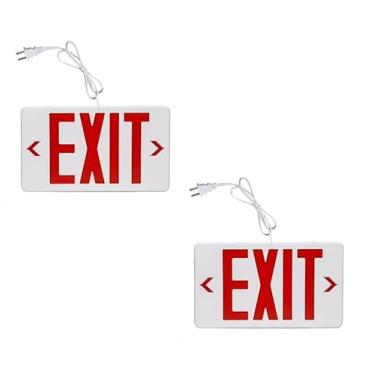 Imagem de TANLUX Placa de saída com fio vermelho com cabo de plugue de 1 metro, placa de saída de plugue com luzes de reserva de bateria para negócios, combinação de iluminação de emergência comercial