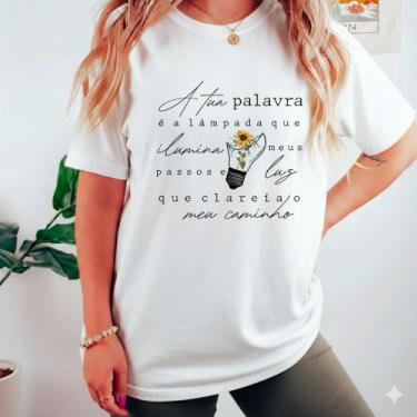 Imagem de Camiseta Cristã Feminina 100% Algodão T-Shirt Moda Evangélica Academia