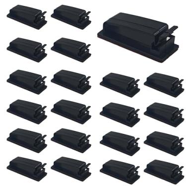 Imagem de Runseaway 60 peças de clipes autoadesivos para gerenciamento de cabos, organizadores de fios, clipes para TV, PC, cabos Ethernet, embaixo da mesa e uso em casa, preto