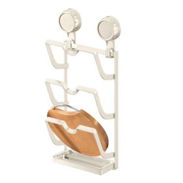 Imagem de Organizador de tampa de panela | Organizador de tampa de panela de 3 camadas para porta de armário com ventosa - Ventosa Organização de Cozinha Armazenamento para Estação de Cozinha, Apartamento, RV