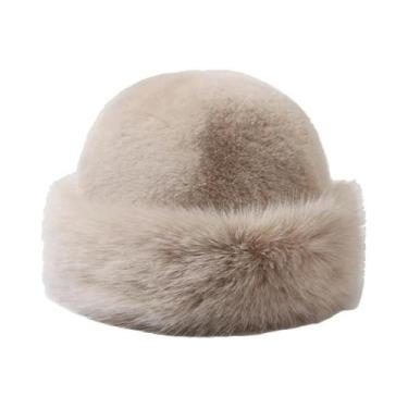 Imagem de Chapéu Bucket Feminino De Pelo Sintético Com Aba Larga, Quente E Macio