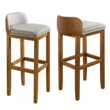 Imagem de Kit 2 Banqueta Area Churrasco Gourmet Bancada Balcão Banquinho Pé Madeira Maciça Super Confortavel