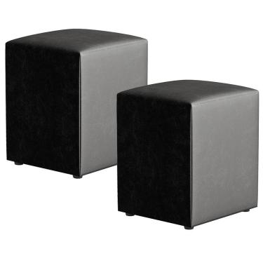 Imagem de Kit 02 Puffs Quadrado L02 Couríssimo Preto