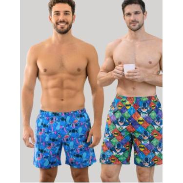 Imagem de Kit 2 Samba Canção Masculino Estampado Confortável  Tecido Macio, Cint