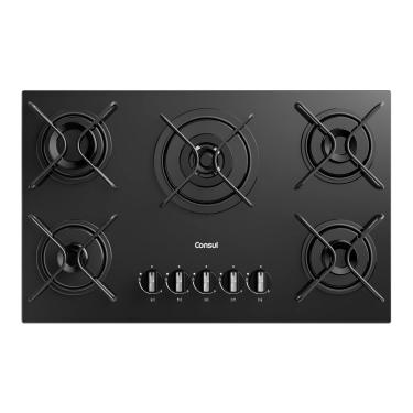Imagem de Cooktop 5 Bocas A Gás Consul Com Queimadores Especiais E Mesa De Vidro - Cds75ae Bivolt