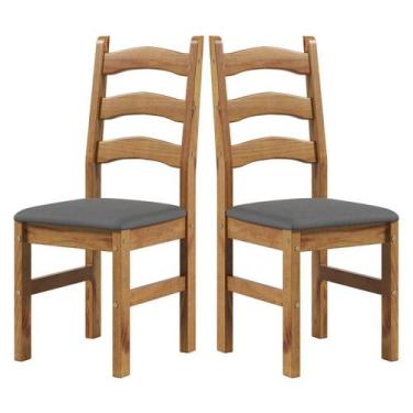 Imagem de Kit 2 Cadeiras 100% Madeira Maciça com Assento Estofado Napoli Espress