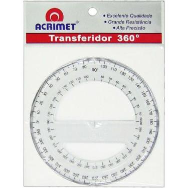 Imagem de Transferidor Poliestireno 360 Graus Cristal - Acrimet