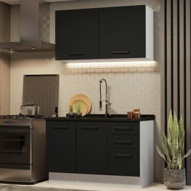 Imagem de Cozinha Compacta 120001 Com Armário E Balcão Branco/Preto
