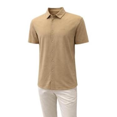 Imagem de Camisa Polo Manga Curta Masculina Slim Fico Bege-Masculino