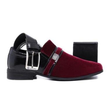 Imagem de Kit Sapato Social Masculino Fino Quadrado Confortável Camurça + Carteira + Cinto-Masculino