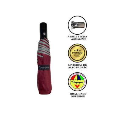 Imagem de Guarda Chuva Voyagem Abre E Fecha Automático Fibra Vinho
