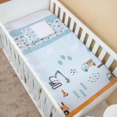 Imagem de Jogo De Lençol Berço 3 Peças Americano e Nacional Bebê Menino Construç