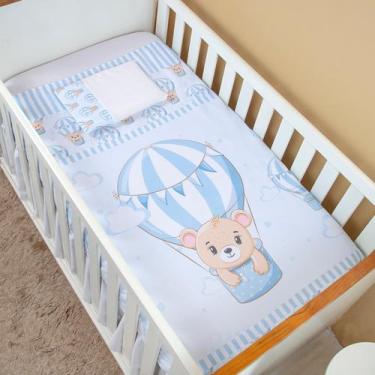 Imagem de Jogo De Lençol Berço 3 Peças Americano e Nacional Bebê Menino Urso Bal