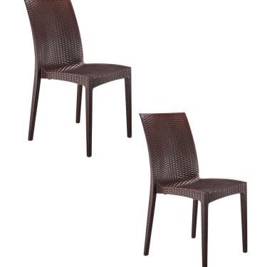 Imagem de Kit com 2 Cadeiras Polipropileno com Tramas e Proteção Uv Ibiza Marrom