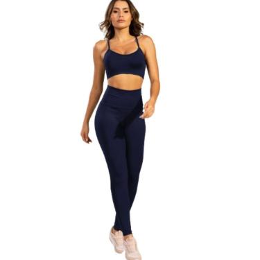 Imagem de Conjunto Top Alça Fina e Calça Suplex Serra e Mar Modas Roupa Para Academia Treino Moda Fitness-Feminino