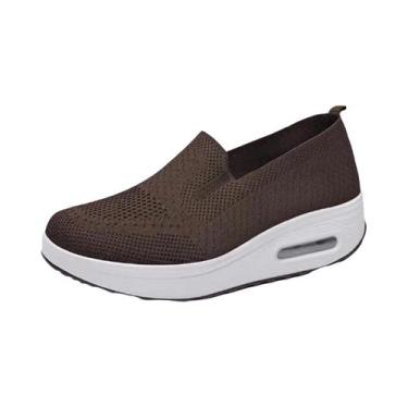 Imagem de Tênis Casuais Femininos Respiráveis Em Malha, Slip-On, Para Caminhada,