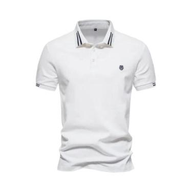 Imagem de Camisas Polo Masculinas 100% Algodão De Manga Curta, Roupas Casuais De