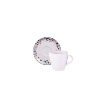 Imagem de Conjunto Xícara Pires Chá Tramontina Aura Porcelana Decorada 200ml 2 P