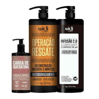 Imagem de Kit Acidificante 1kg, Operação Resgate 1kg, Carga de Queratina - Widi 