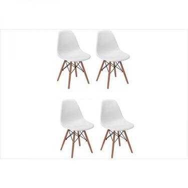 Imagem de Kit 04 Cadeiras Eiffel Charles Eames Abs Base De Madeira Dsw
