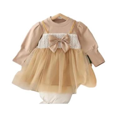 Imagem de Vestidos Casuais De Manga Longa Em Algodão Para Meninas, Primavera E O