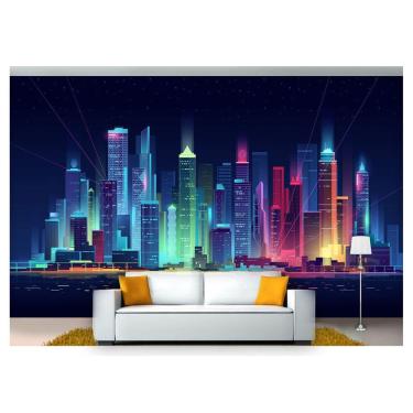 Imagem de Papel De Parede Cidade Prédios Retrô Wave 3D Ncd229