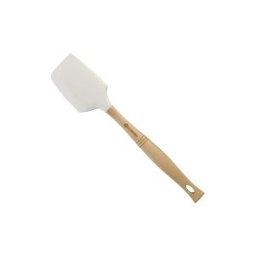 Imagem de ESPÁTULA GRANDE LE CREUSET VÊNUS PRO COM CABO DE MADEIRA EM SILICONE BRANCO 93007604010000