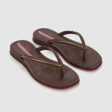 Imagem de Chinelo de Dedo Glow Ipanema 27398, Marrom, Dourado, Rosa, 38