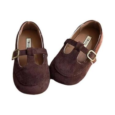 Imagem de Sapatos De Couro Para Meninas, Sapatilhas Clássicas Retro Com Tira Em 