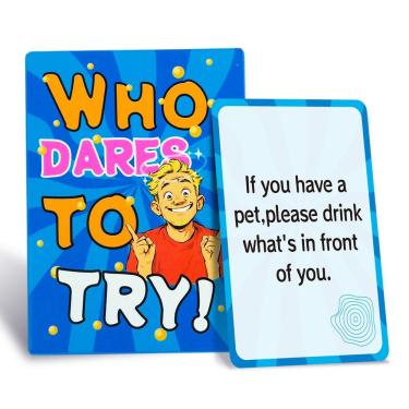 Imagem de Jogo de cartas Party Drinking Who Dares com 50 cartas de desafio