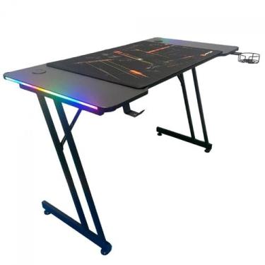 Imagem de Mesa Gamer Hayom Slim RGB, Com Mousepad, Suporte Para Headset e Copo, 