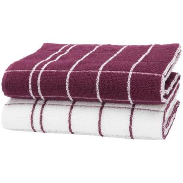 Imagem de Pano de Prato Chef Teka Vinho e Branco - 45x70cm 2 Peças, Vinho e Bran