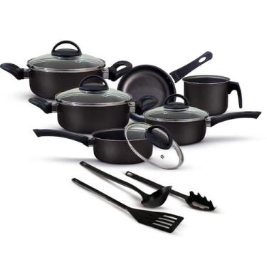 Imagem de Jogo de Panelas 9 Peças Alumínio Antiaderente Com Utensílios e Tampa D